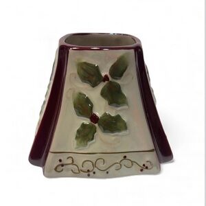 Festive Ceramic Candle Top/ Shade with Holly Design